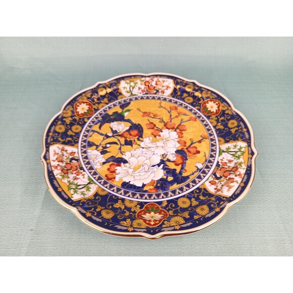Japanese Porcelain Platter Decorative Plate Scalloped Edge Vintage Meiji Style - Picture 2 of 10